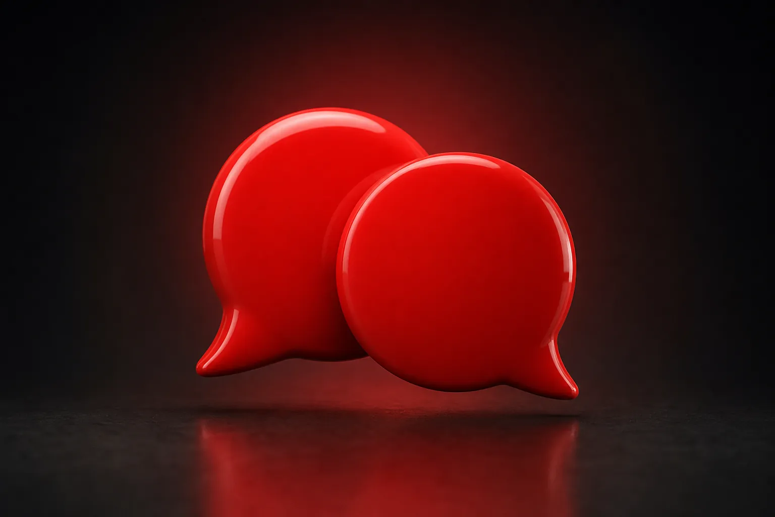 Dos bocadillos de conversación rojos sobre fondo oscuro